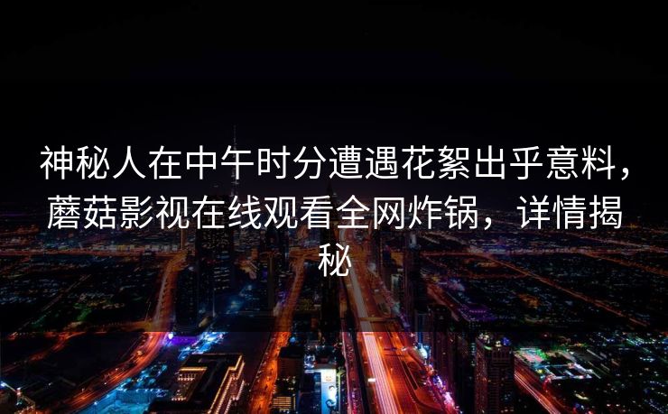 神秘人在中午时分遭遇花絮出乎意料，蘑菇影视在线观看全网炸锅，详情揭秘