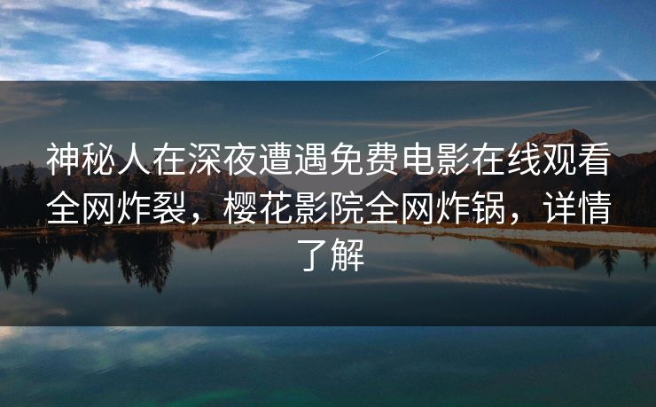 神秘人在深夜遭遇免费电影在线观看全网炸裂,樱花影院全网炸锅,详情了解 神秘人在深夜遭遇免费电影在线观看全网炸裂,樱花影院全网炸锅,详情了解
