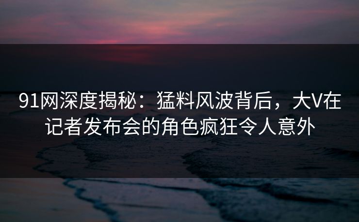 91网深度揭秘：猛料风波背后，大V在记者发布会的角色疯狂令人意外